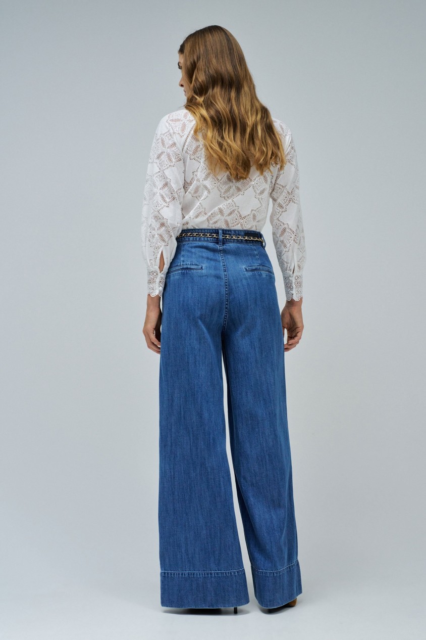 PALAZZO TROUSERS IN LIGHTDENIM