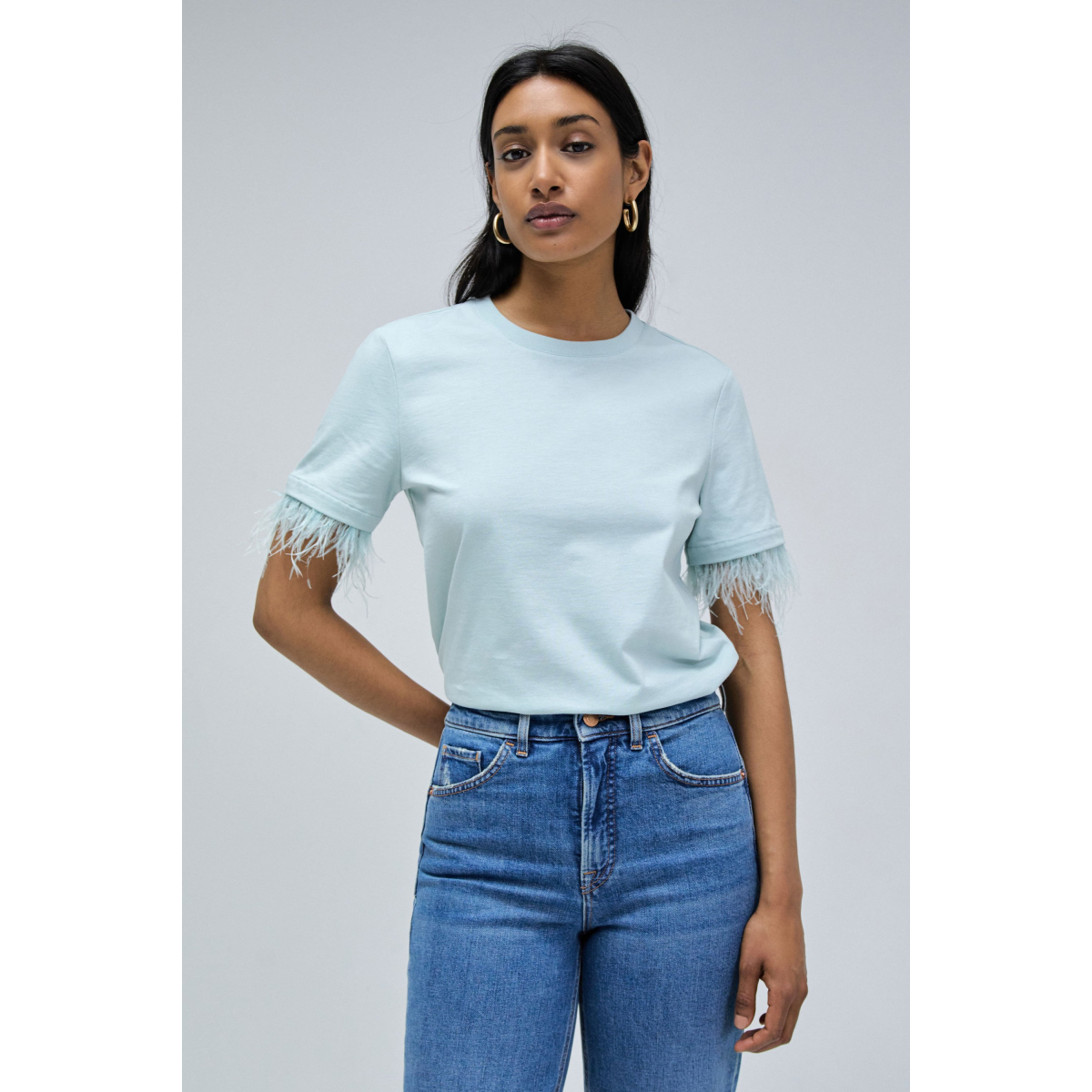 Salsa T-Shirt with Denim Floral Applique