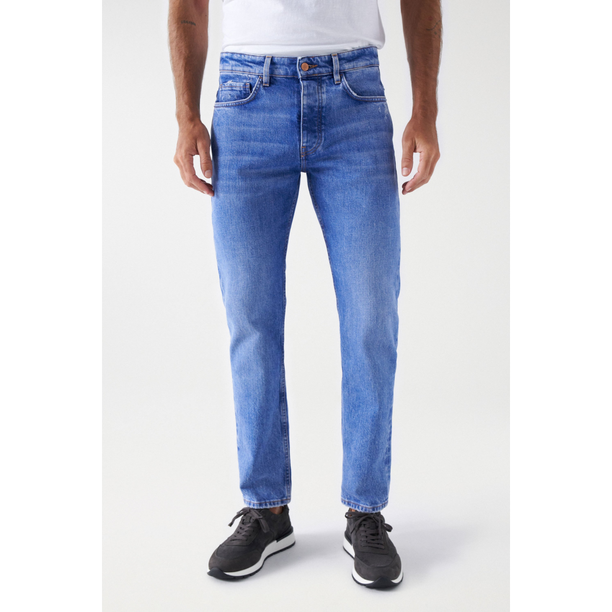 Pantalon Jeans TIMEZONE Slim Délavé - Taille Basse W27 L34 - Taille 38 - Occasion TB