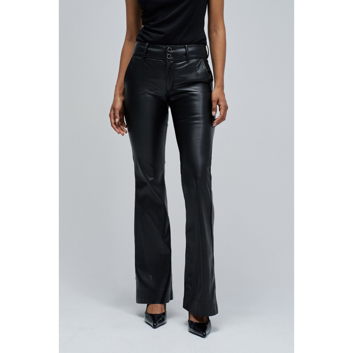 Rare Dark Black Leather Flare Pants 00s 【公式通販】