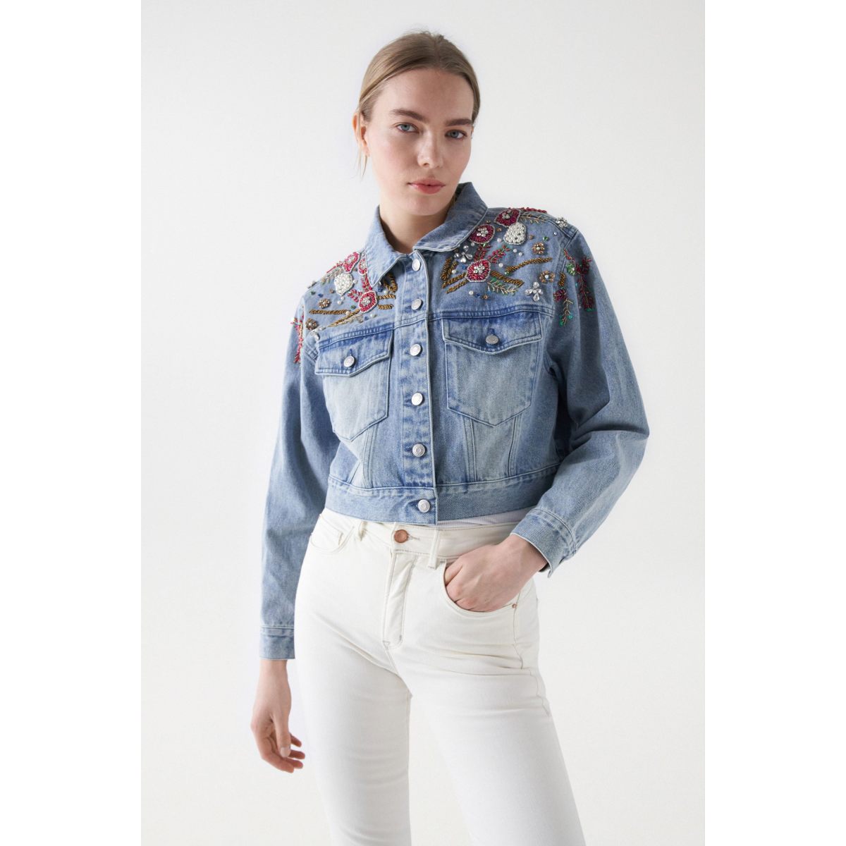 Black Denim Jacket WeiÃƒÂŸe Jeansjacke Kombinieren Damen DENIM