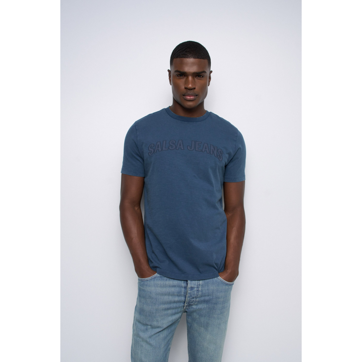 その他 salsation Round Neck T-Shirt Blue Denim T-SHIRTS SLIM - SALSA JEANS