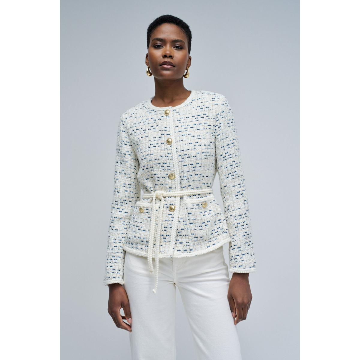 Classic Style White Tweed Jacket - SALSA JEANS